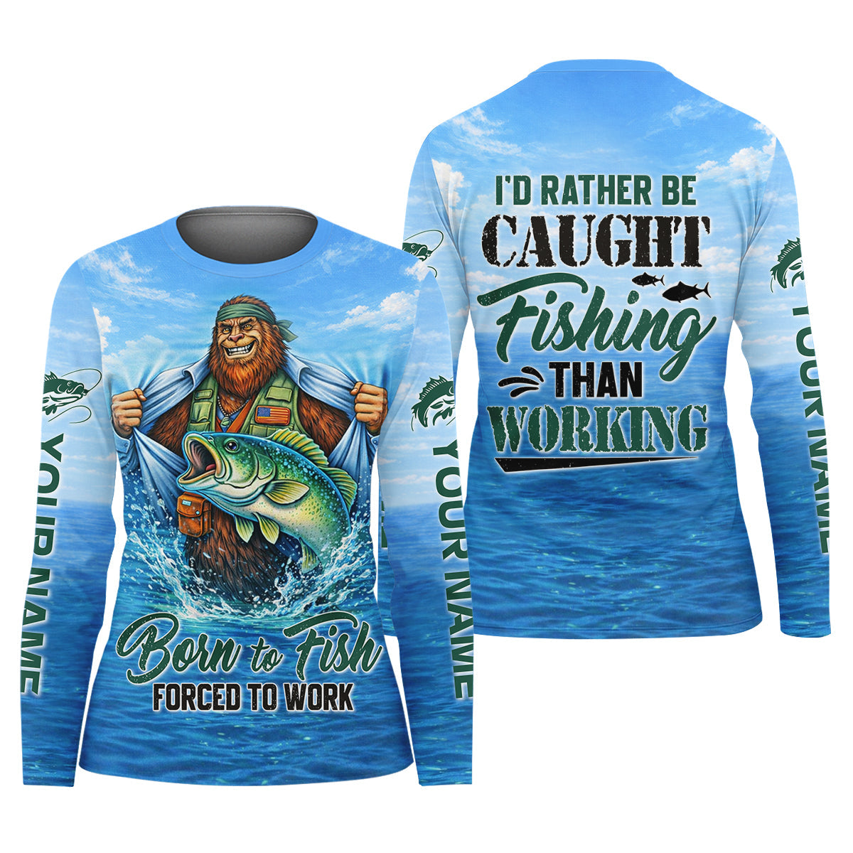 I’d Rather Be Caught Fishing Than Working Personalized Fishing Shirt For Women, Long Sleeve Fishing Shirt, Gift For Her