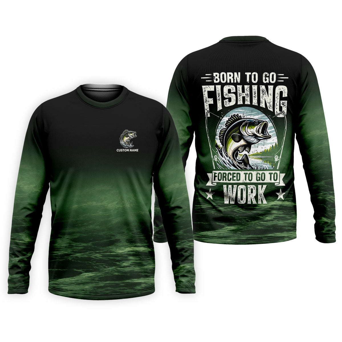 Custom Born To Go Fishing Long Sleeve Shirt, Funny Fisherman Gift for Men, Fishing UPF Shirts