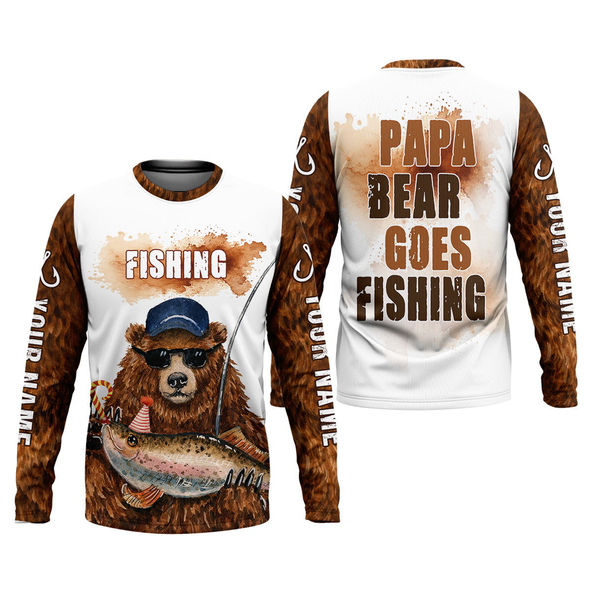 Papa Bear Goes Fishing Funny Fishing Shirt, Fishing UPF Shirts, Father's Day Fishing Shirts For Men