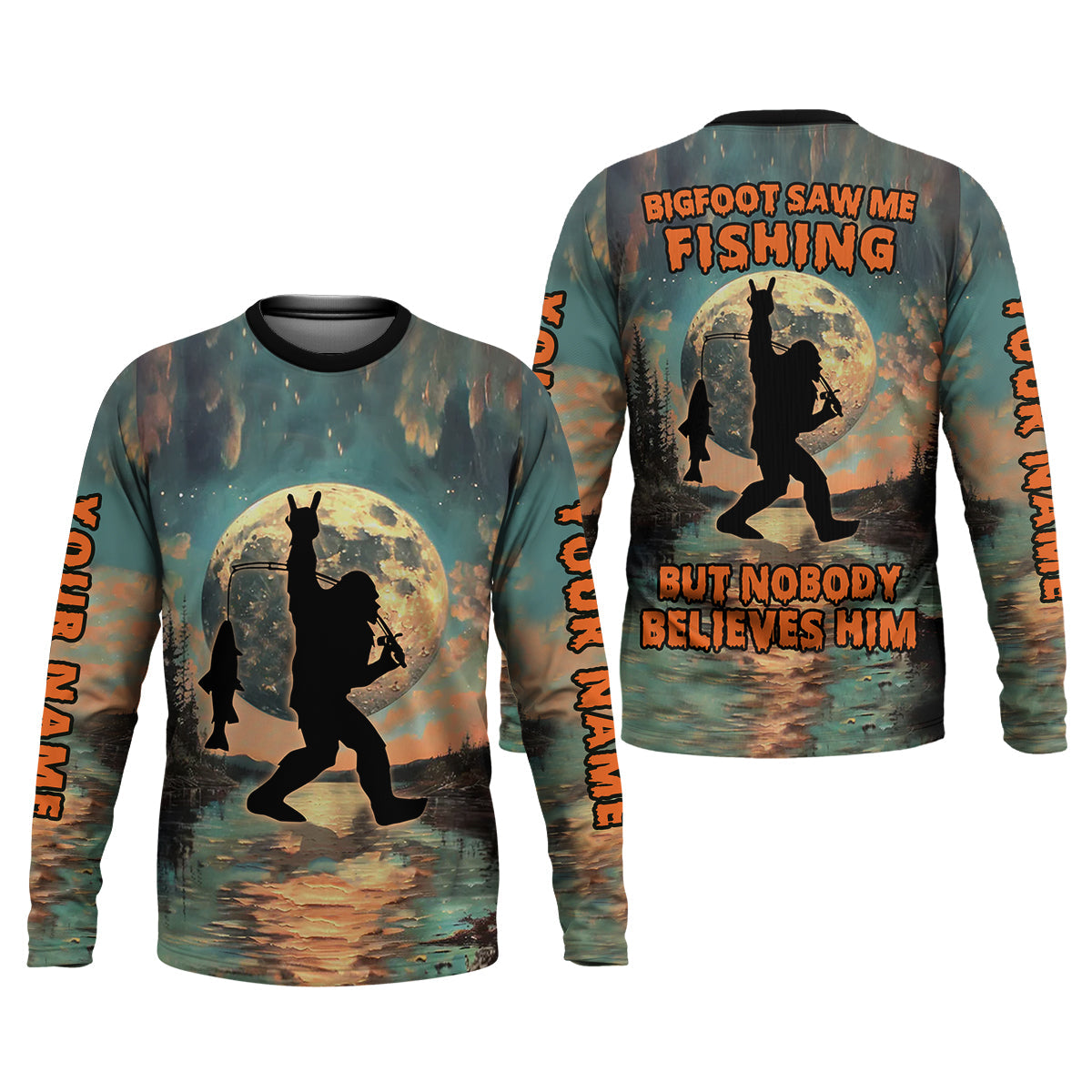 Bigfoot Saw Me Fishing But Nobody Believes Him Funny Sasquatch Fishing SPF Shirt For Men