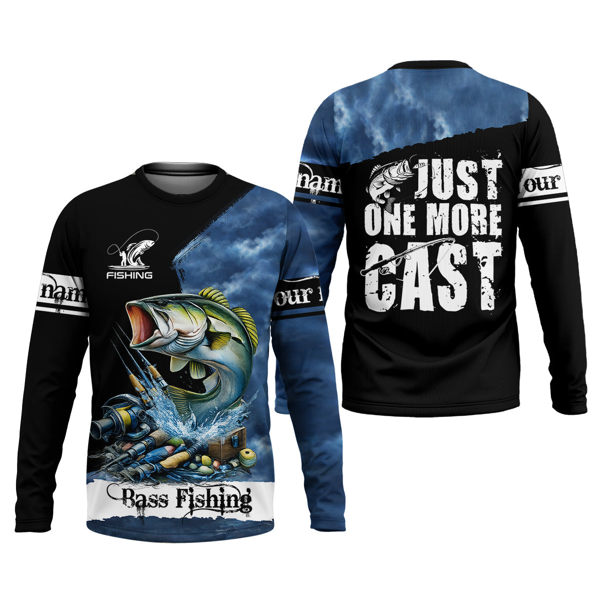 Just One More Cast Personalized Fishing UPF Shirt, Bass Fishing, Funny Fishing Shirt For Men