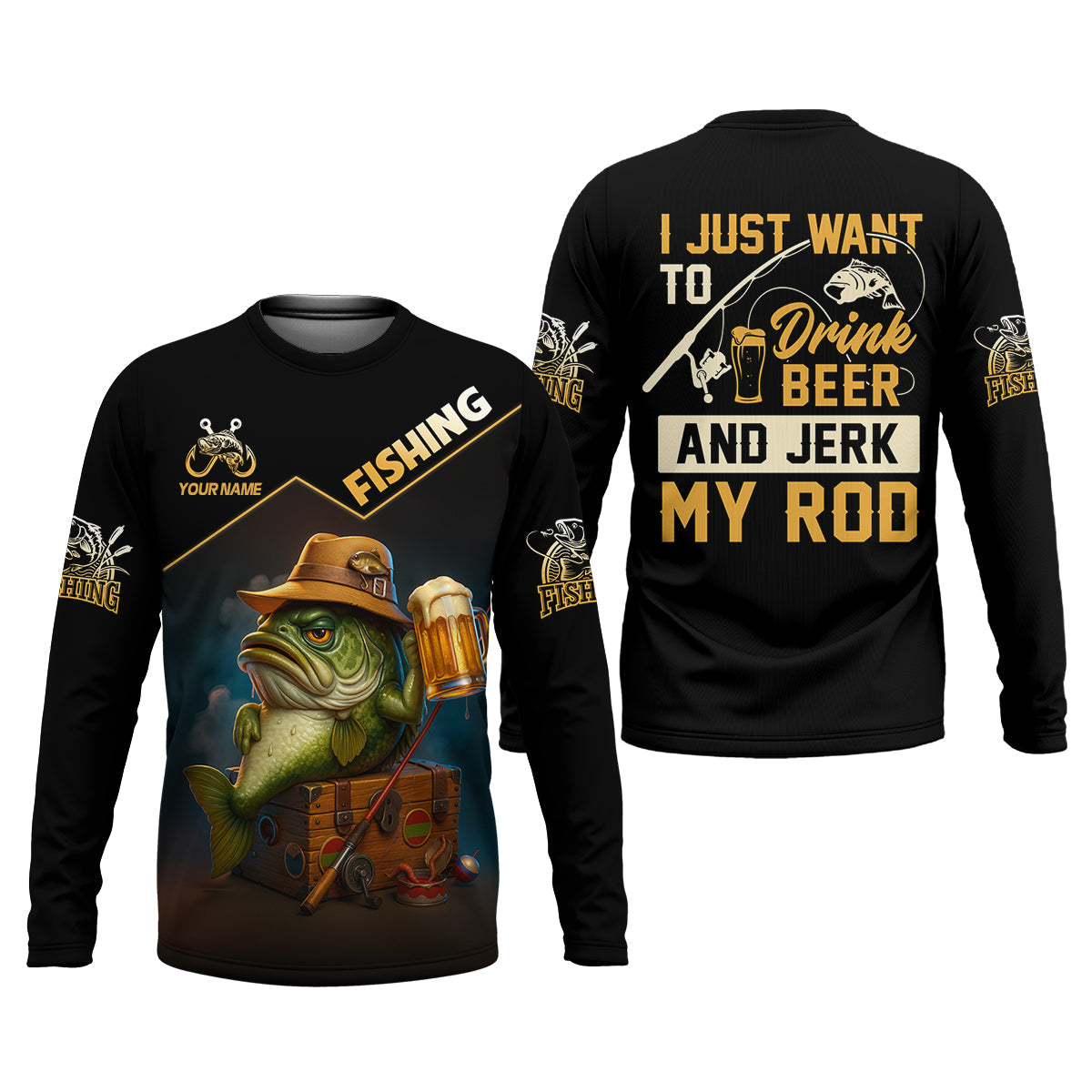 I Just Want To Drink Beer And Jerk My Rod Bass Fishing Shirt, Funny Fishing Shirt, Gift For Fisherman