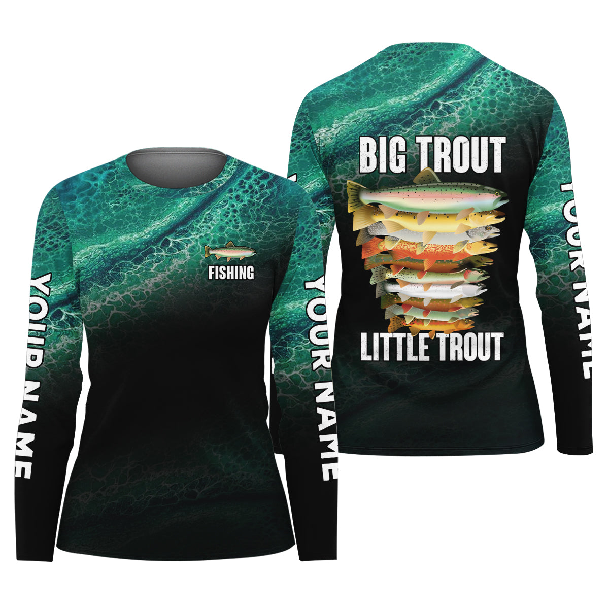 Big Trout Little Trout Water Ripple Fishing UPF Shirts, Funny Fishing Shirt, Fishing Shirt For Women