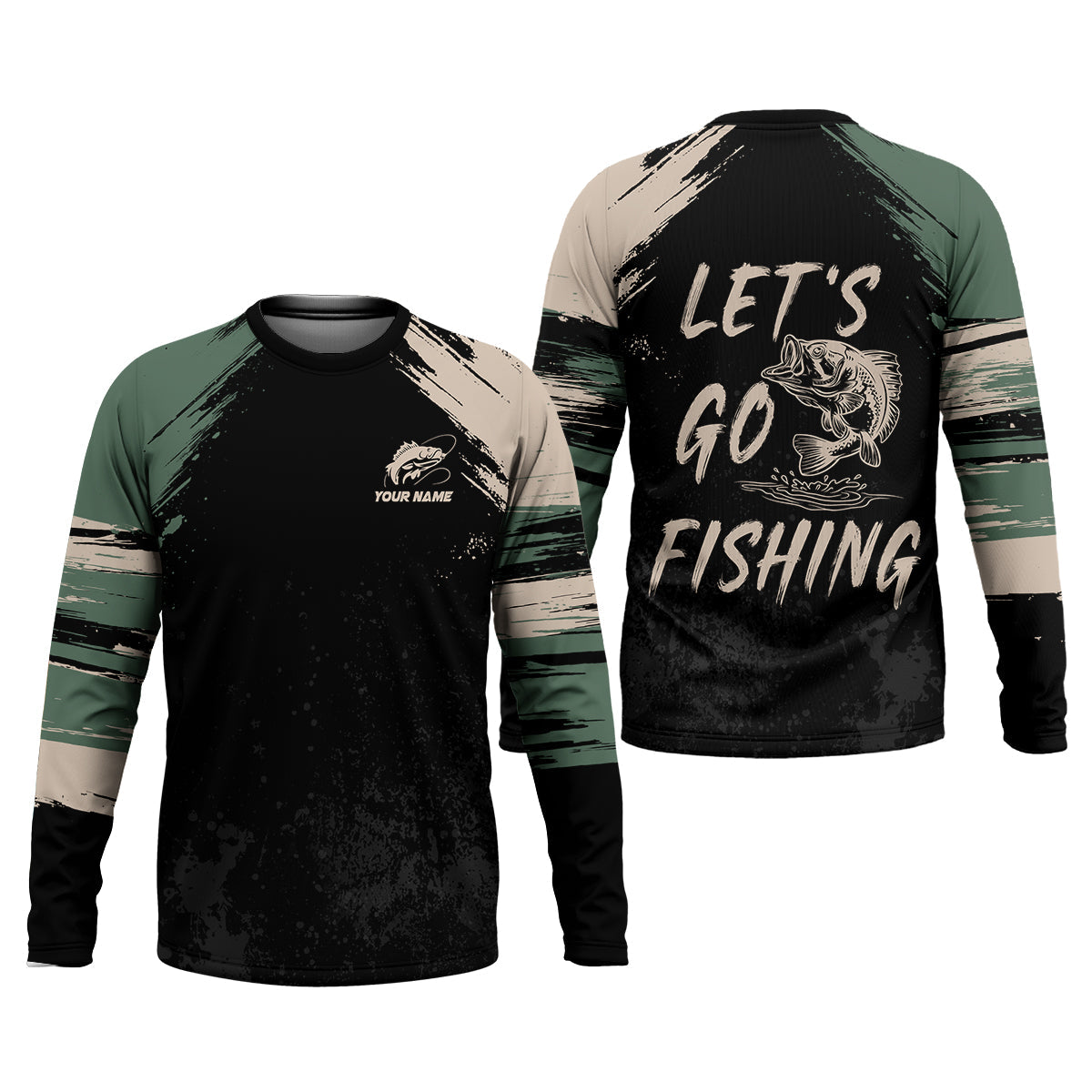 Let's Go Fishing Distressed Pattern Retro Fishing Shirt, Fishing UPF Shirts, Fishing Shirts For Men