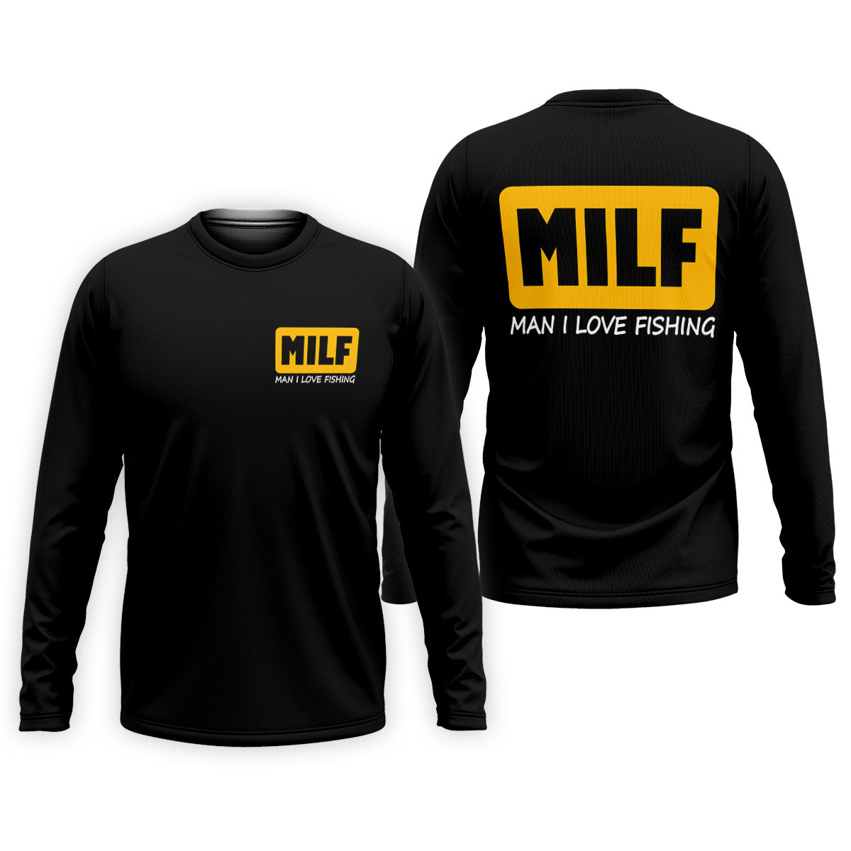 MILF Man I Love Fish Black And Yellow Fishing UPF Shirts, Funny Fishing Shirt, Fishing Shirts For Men