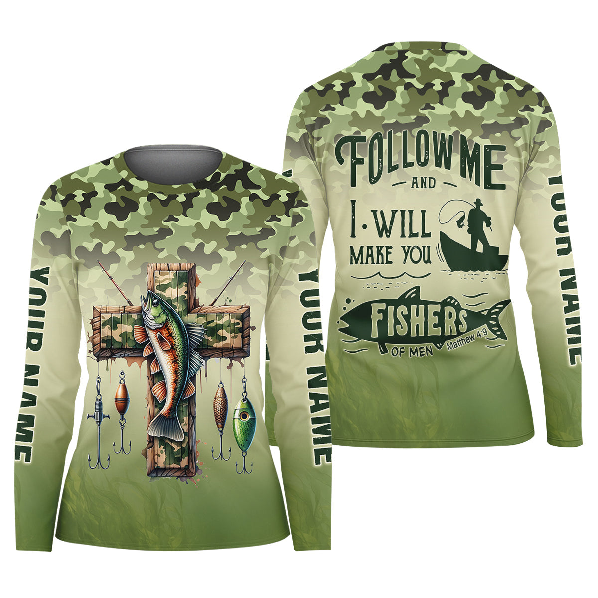 I Will Make You Fishers Of Men Camouflage Fishing Shirts, Fishing UPF Shirts, Christian Fishing Shirt For Women