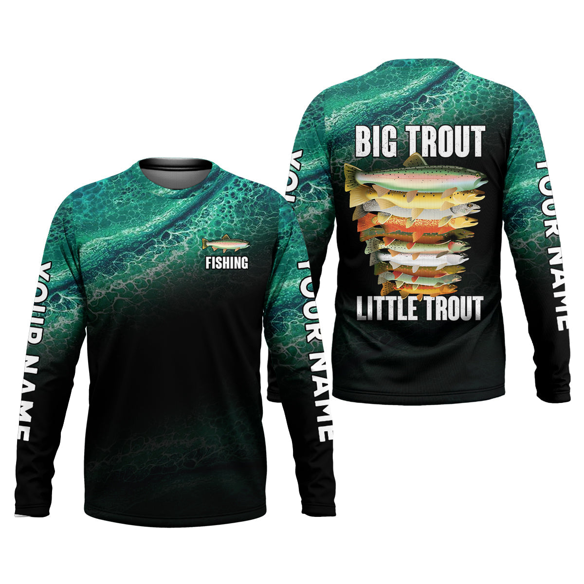 Big Trout Little Trout Water Ripple Fishing UPF Shirts, Funny Fishing Shirt, Fishing Shirts For Men