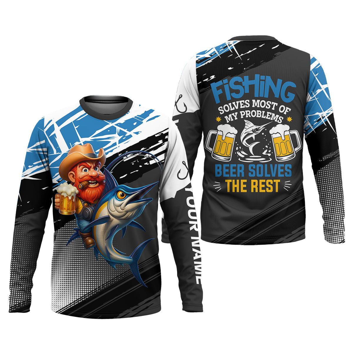 Fishing Solves Most Of My Problems Beer Solves The Rest Funny Fishing Shirt, SPF Shirt For Men, Gift For Fisherman