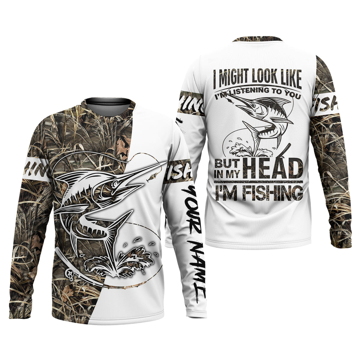 Personalized Marlin Fishing UPF Shirt – Funny Fishing Long Sleeve Shirt for Men