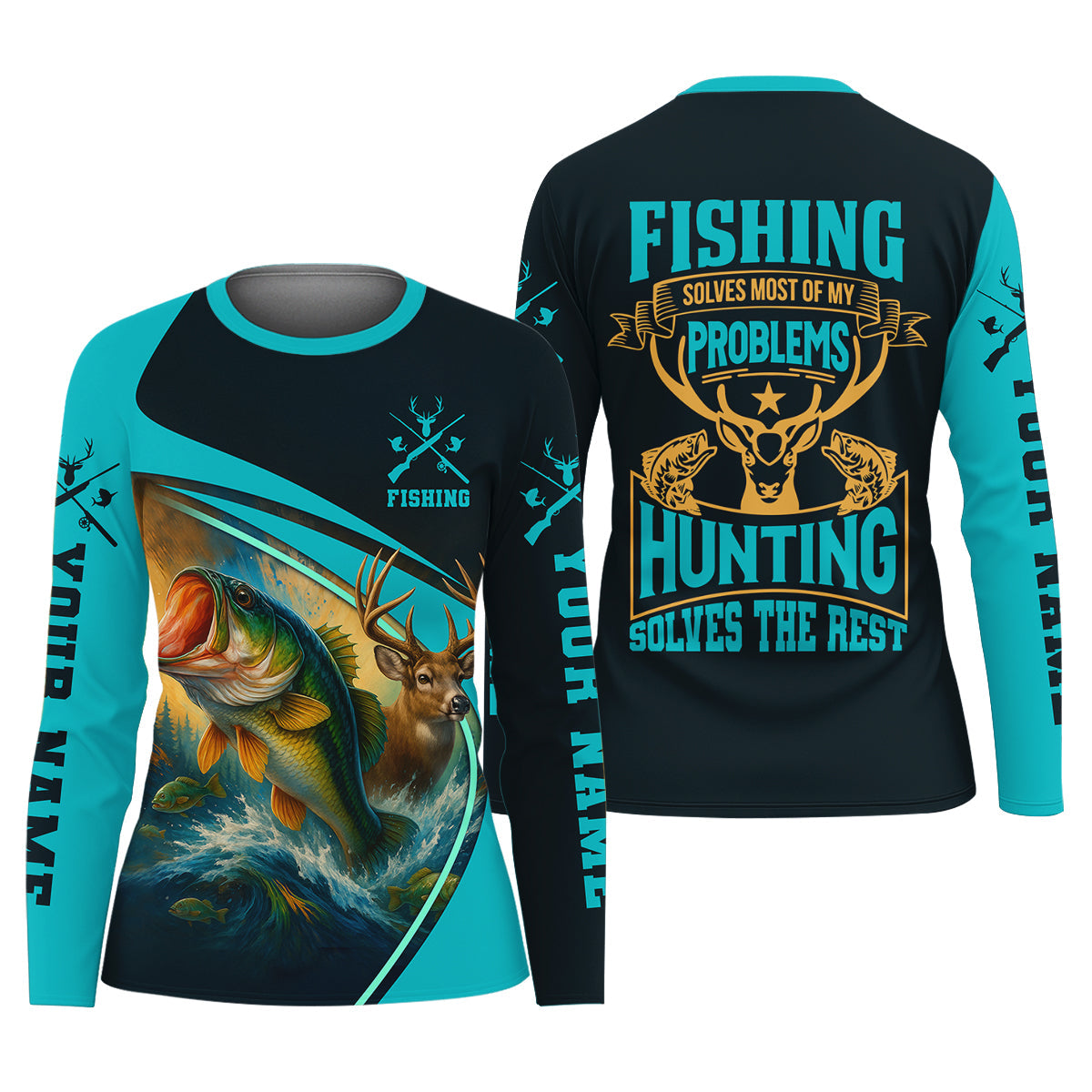 Fishing Solves Most Of My Problems Fishing UPF Shirts, Fishing Shirt For Women, Fishing And Hunting SPF Shirt