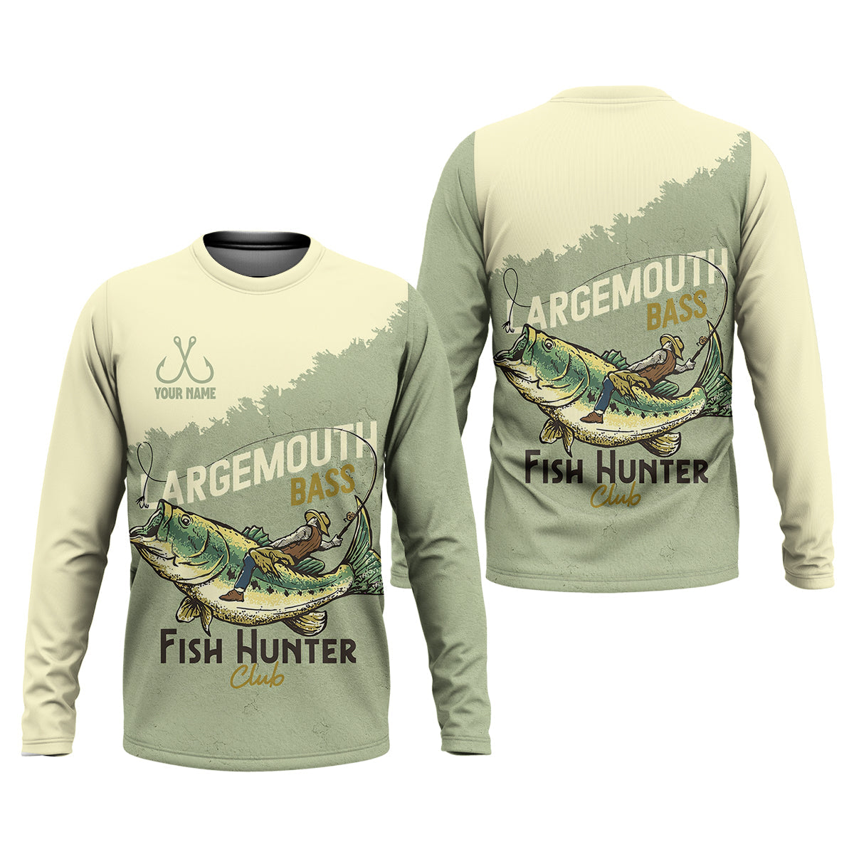 Largemouth Bass Fish Hunter Club Fishing UPF Shirts, Funny Fishing Shirt, Fishing Shirts For Men