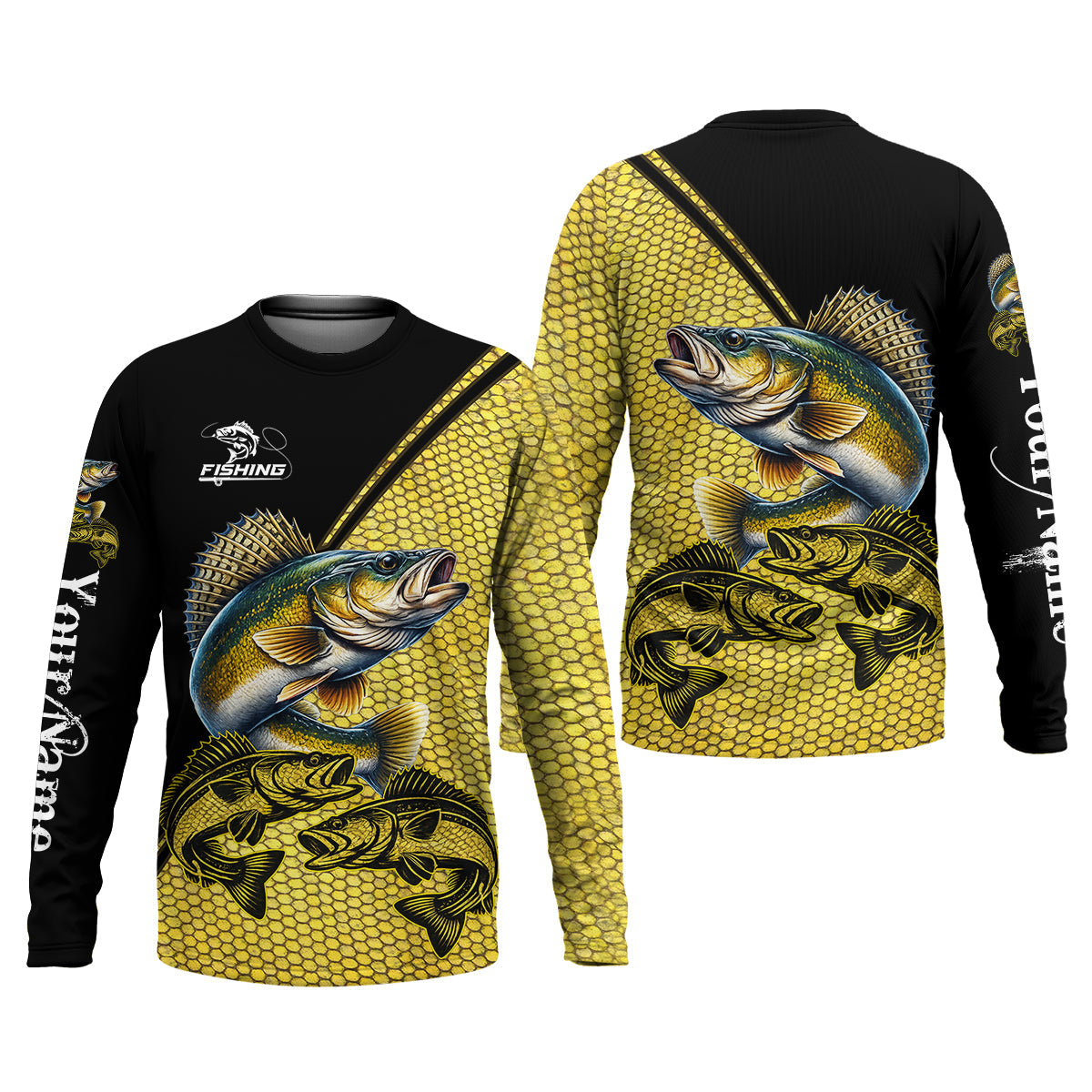 Personalized Walleye Fishing UPF Shirt, Fishing Long Sleeve Shirt, Fishing Shirt For Men