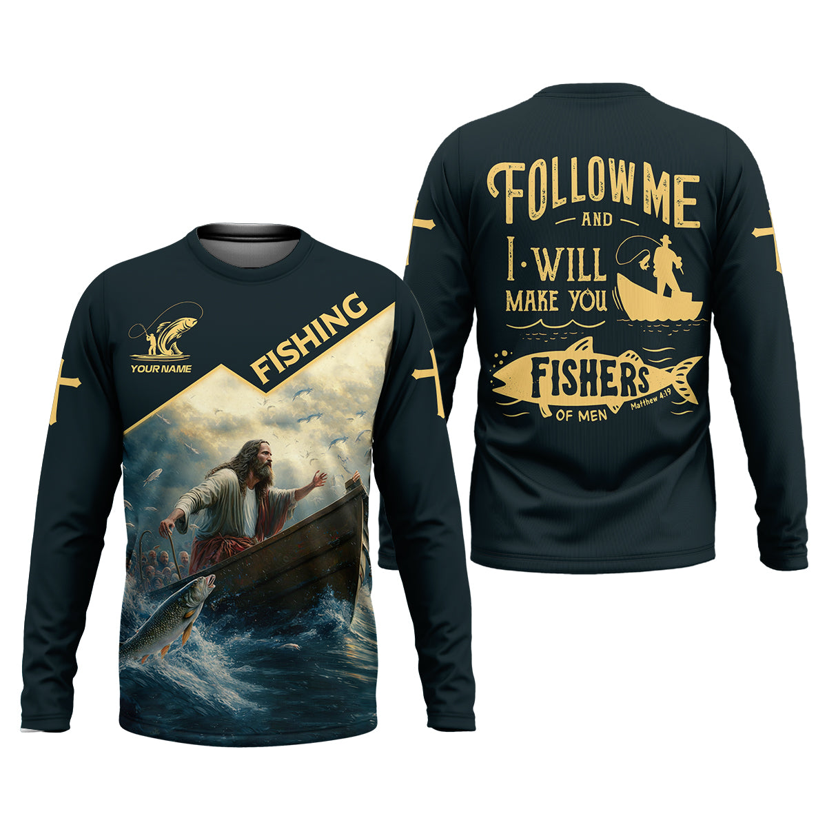 I Will Make You Fishers Of Men Christian Fishing Bible Fishing UPF Shirts, Fishing Shirts For Men