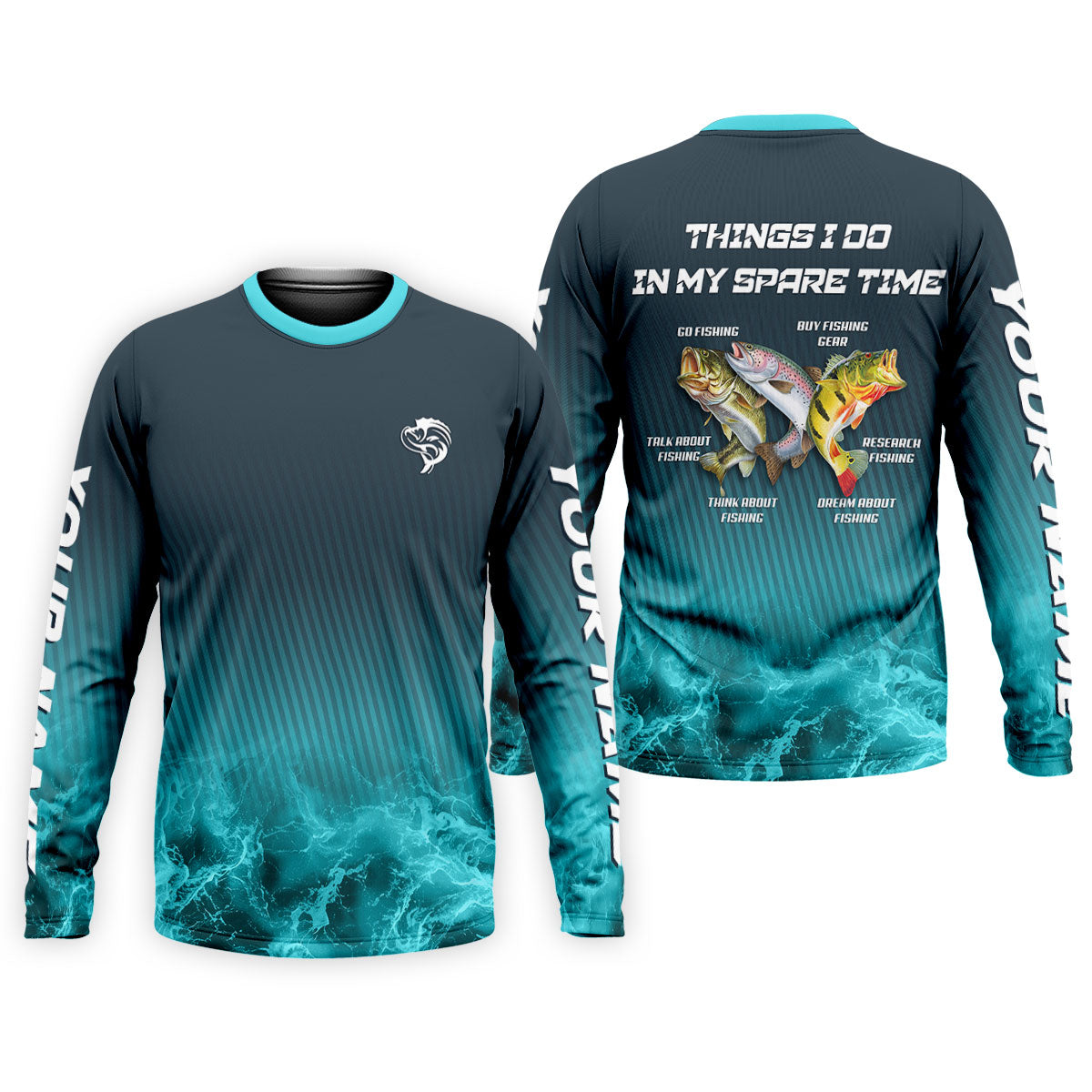 Personalized Fishing Shirt for Men, Funny Angler Long Sleeve UPF Shirt, Things I Do in My Spare Time Fisherman Gift