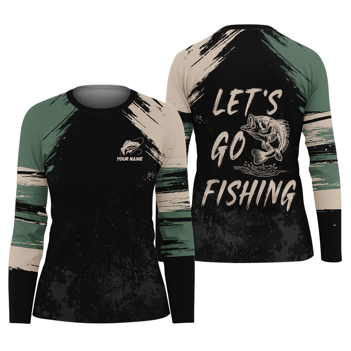 Let's Go Fishing Distressed Pattern Retro Fishing Shirt, Fishing UPF Shirts, Women Fishing Shirt