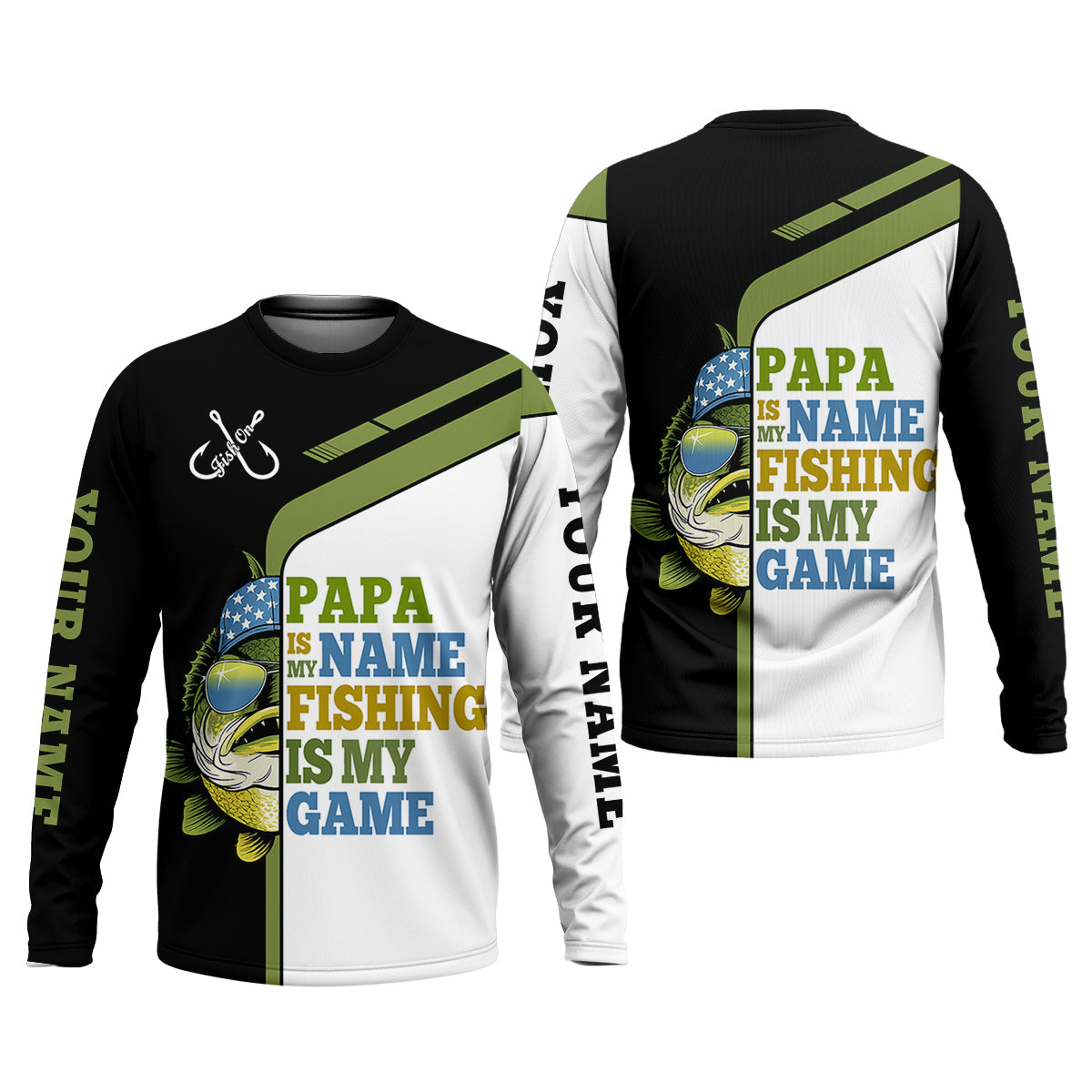 Papa Is My Name Fishing Is My Game Funny Fishing Shirt For Dad, Fishing UPF Shirts, Fishing Shirts For Men