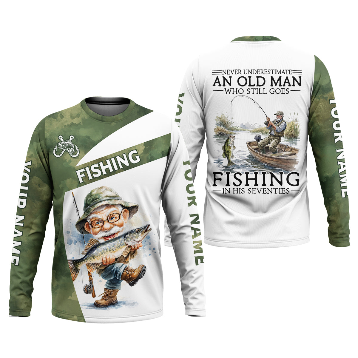 Never Underestimate An Old Man Who Still Goes Fishing Camo Fishing Shirt, Fishing UPF Shirts, Fishing Shirts For Men