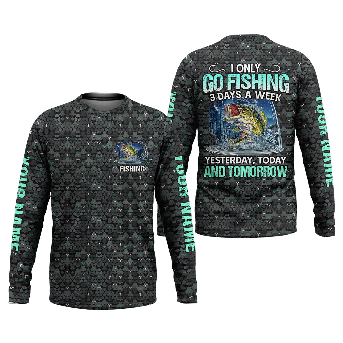 Personalized Fishing Shirt, Go Fishing 3 Days A Week Shirt, Fishing UPF Shirts, Funny Fisherman Gift