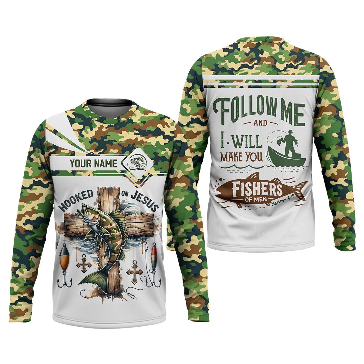 Hooked on Jesus Fishing UPF Shirt – Follow Me Fishers of Men Christian Fishing Shirt