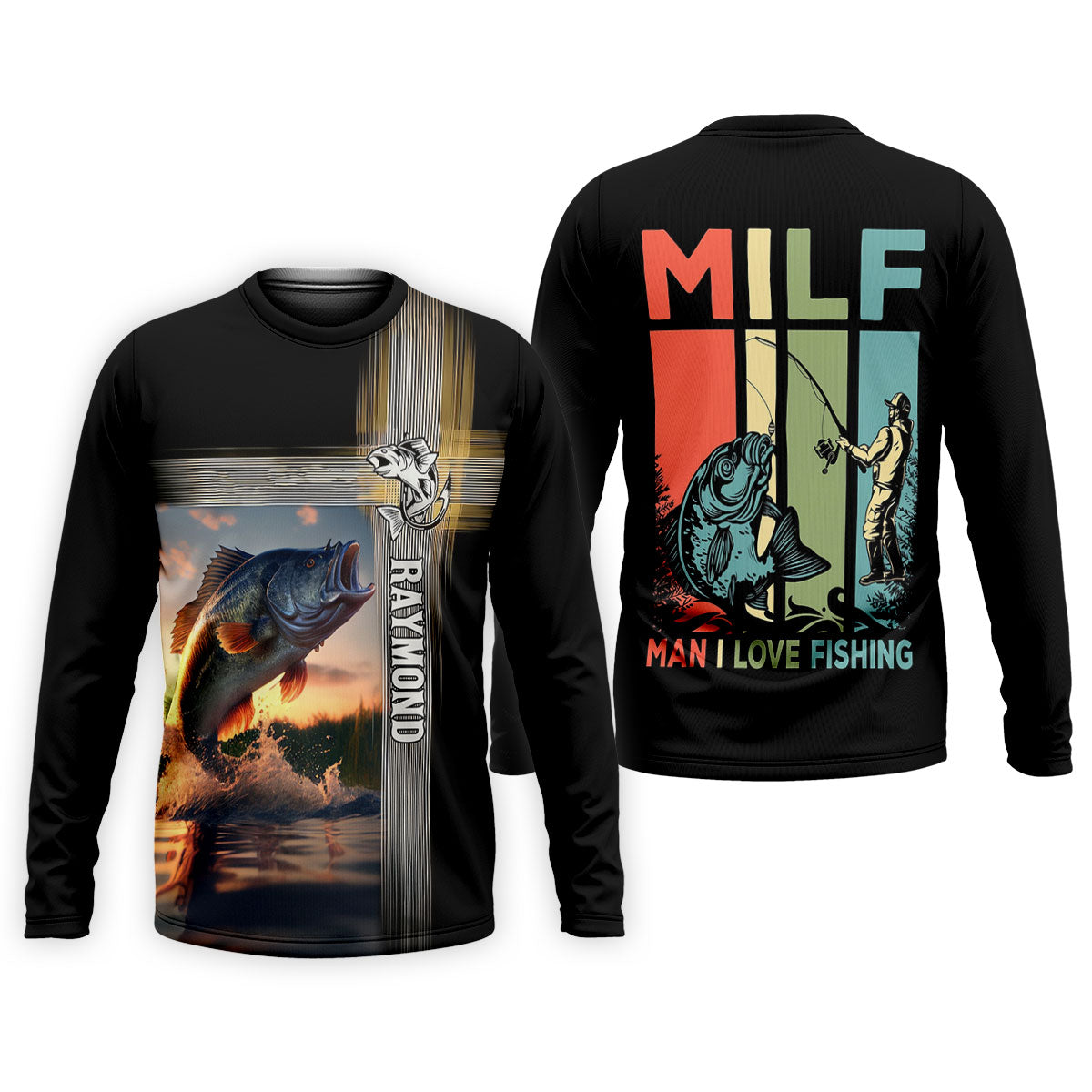 MILF Man I Love Fish Faith Cross Funny Fishing Shirt, Fishing UPF Shirts, Fishing Shirts For Men