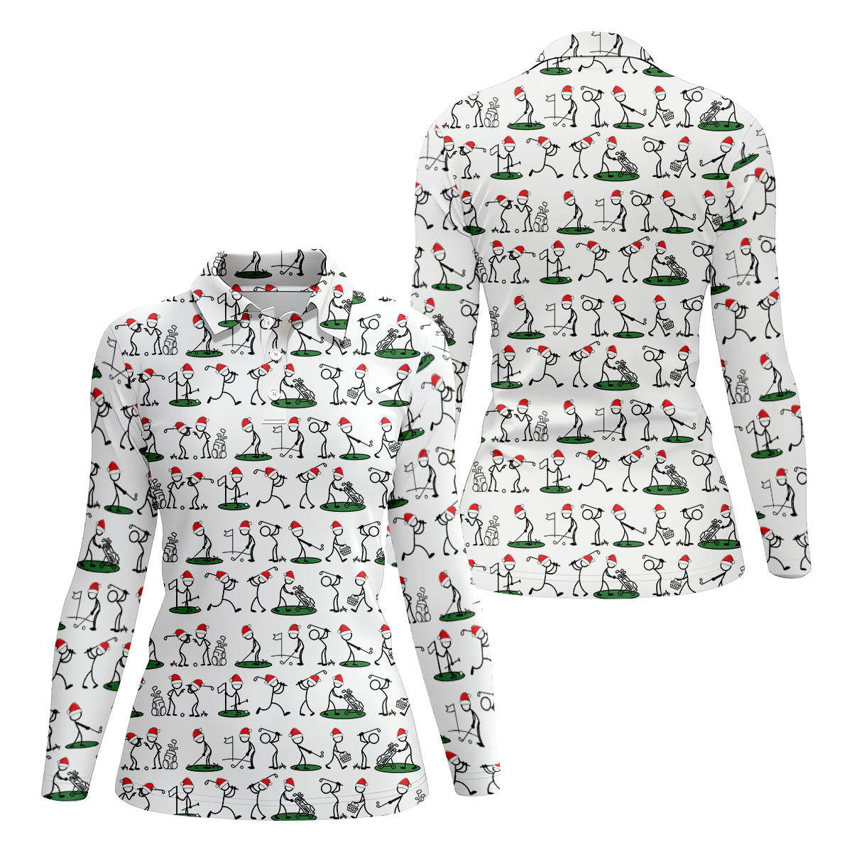 Funny Stickman Golf Pose Christmas Golf Shirt, Women's Golf Tops, Christmas Golf Gift