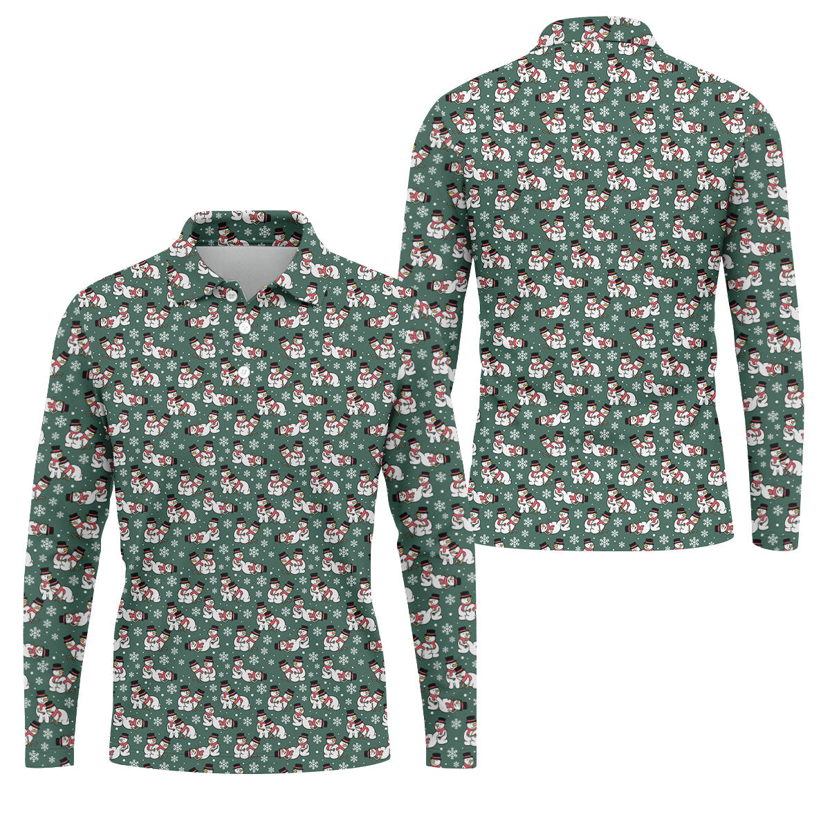 Naughty Snowman Green Golf Shirt, Christmas Golf Shirt, Fun Golf Shirts For Men, Polo Shirts For Men
