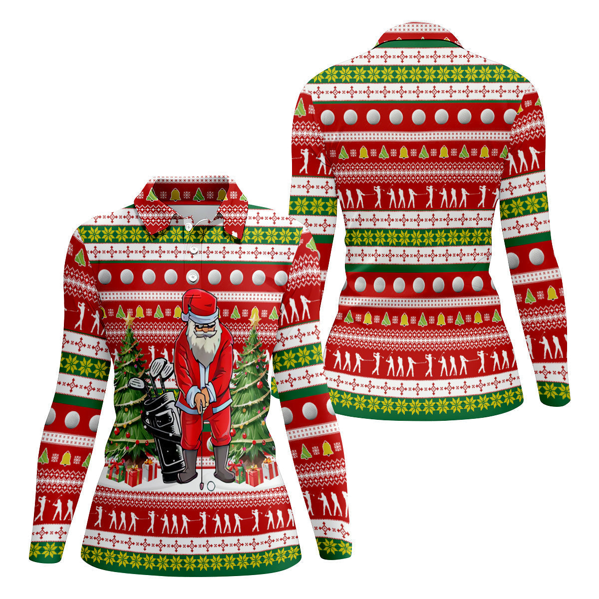The Santa Claus Golf Pose Christmas Golf Shirt, Fun Women's Golf Shirts, Christmas Presents For Golfers