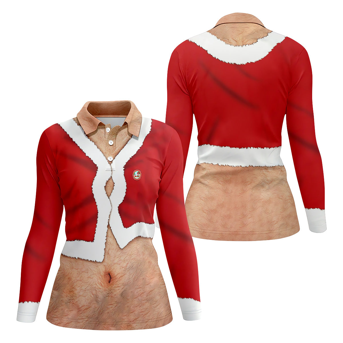 Funny Santa Costume Golf Polo ShirtChristmas Golf Shirt, Ladies Golf Shirts, Golf Gifts For Women