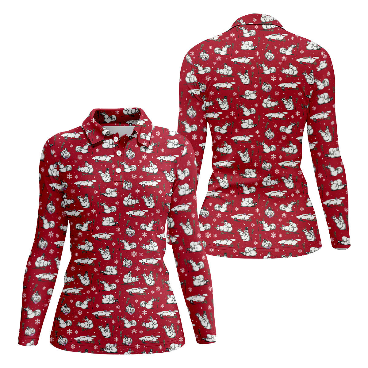 Funny Snowman Naughty Couple Red Golf Shirt, Christmas Golf Shirt, Golf Gift For Ladies, Women Golf Top