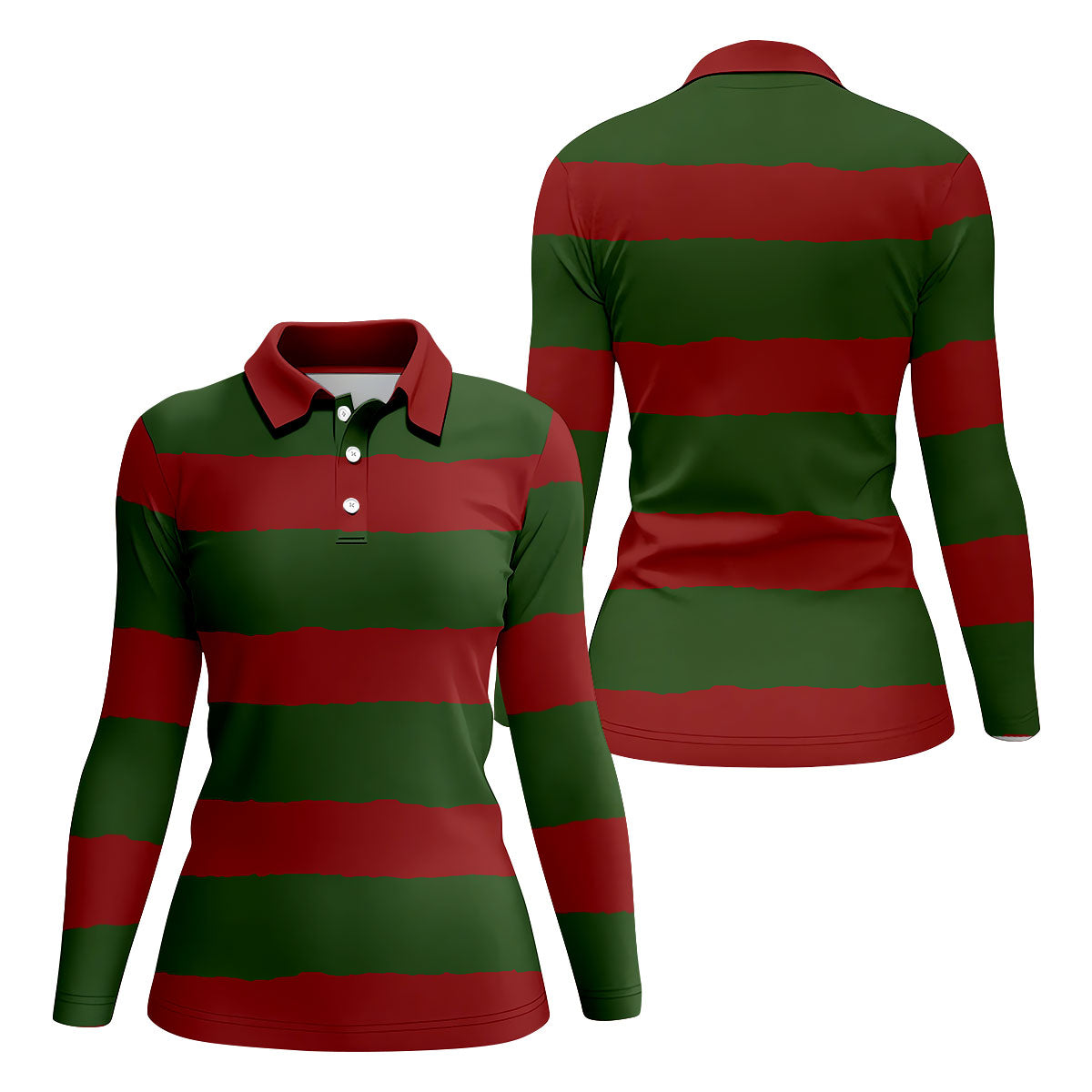 Halloween Freddy Classic Horror Characters Stripe Golf Shirt, Halloween Golf Shirt, Golf Shirt For Women