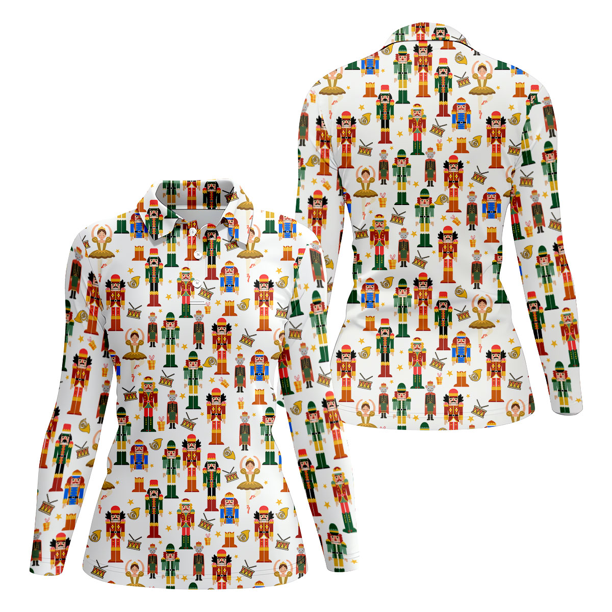 Nutcracker Christmas Women's Golf Shirts, Cute Women's Golf Clothes, Christmas Golf Shirt, Golfing Apparel
