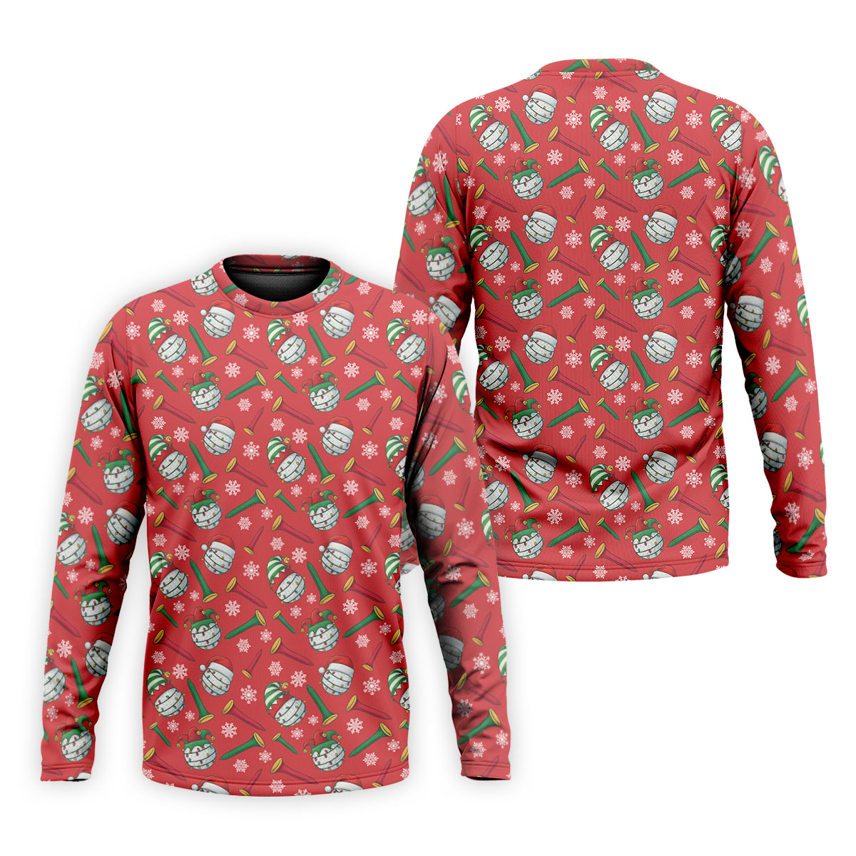 Funny Golf Ball Red Christmas Golf Shirt, Women's Golf Tops, Christmas Golf Gift