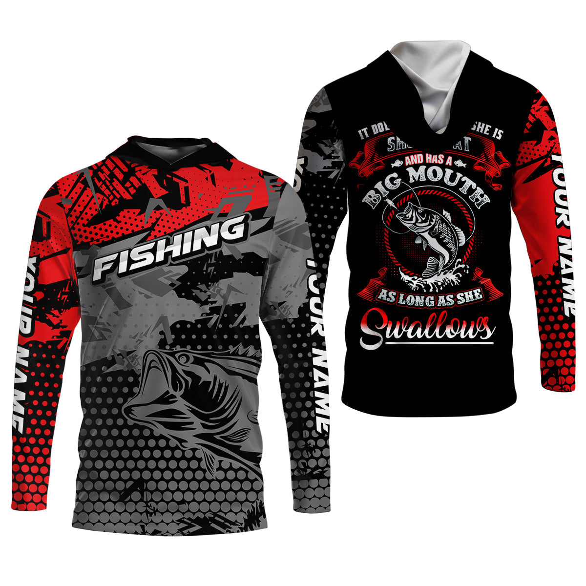 As Long As She Swallows Funny Fishing Shirt, SPF Shirt For Men, Gift For Fisherman, Men's Fishing Shirt