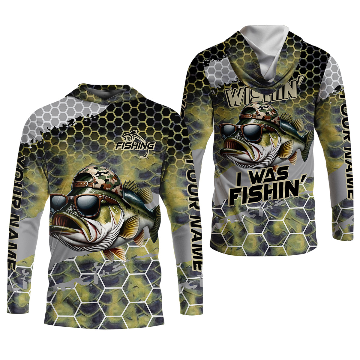 Wishin I Was Fishin Camo Fishing Shirt, Bass Fishing Shirt, Women SPF Shirt, Female Fishing Shirts