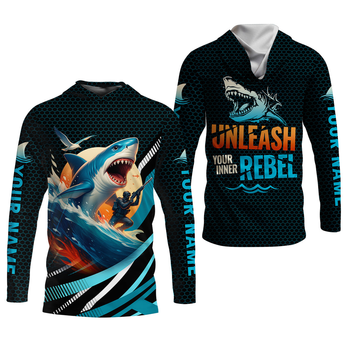 Shark Fishing SPF Shirts, Unleash Your Inner Rebel Performance Fishing Shirts, Fishing Shirts For Men