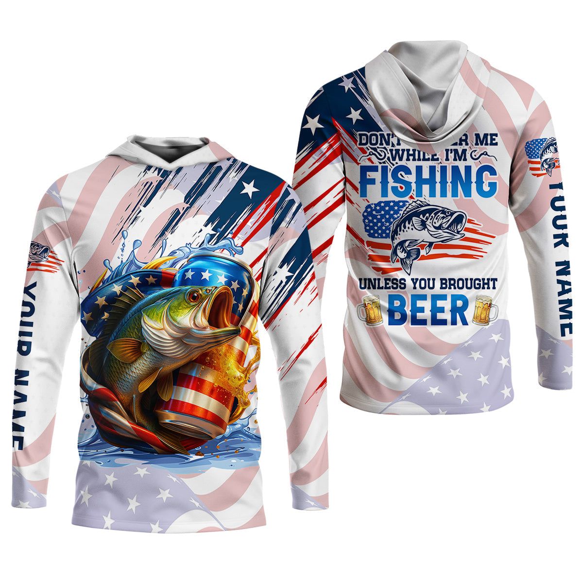 Don't Bother Me While I'm Fishing Beer Patriotic Fishing Shirt, SPF Shirt For Men, Funny Fishing Shirt