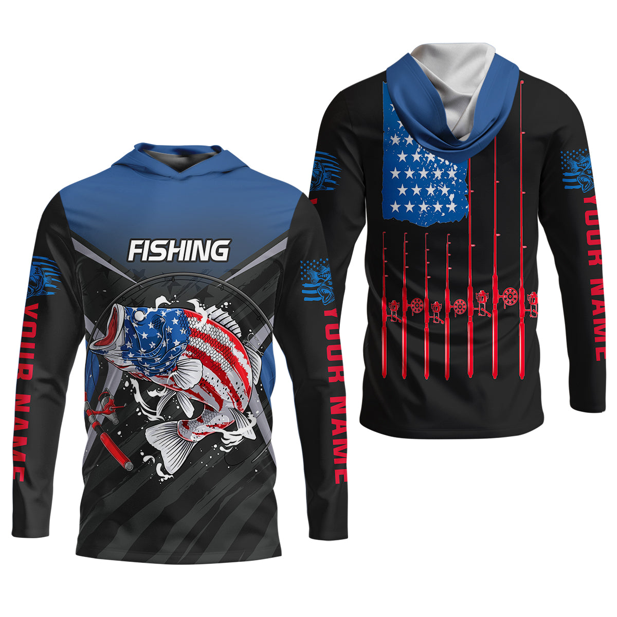 Largemouth Bass Fishing Patriotic Fishing Shirt, Women SPF Shirt, Female Fishing Shirts