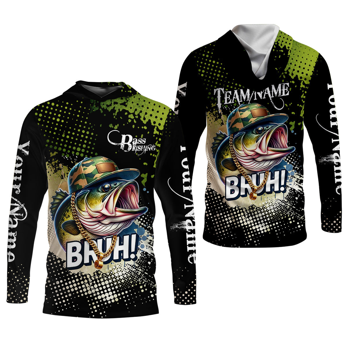 Bass Fishing Shirt, Fishing UPF Shirts, Team Fishing Shirt, SPF Shirt For Men, Fishing Gifts For Men