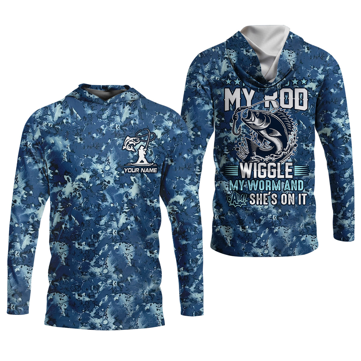 I Just Hold My Rod Wiggle My Worm And Bam! She's On It Funny Fishing Shirt, SPF Shirt For Men, Gift For Fisherman