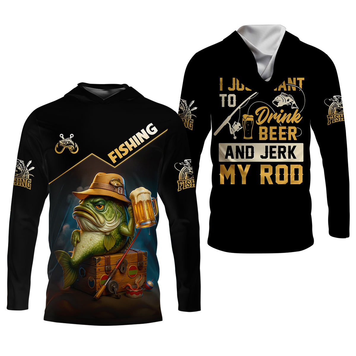 I Just Want To Drink Beer And Jerk My Rod Funny Fishing Shirt, Female Fishing Shirts, UV Protection Clothing