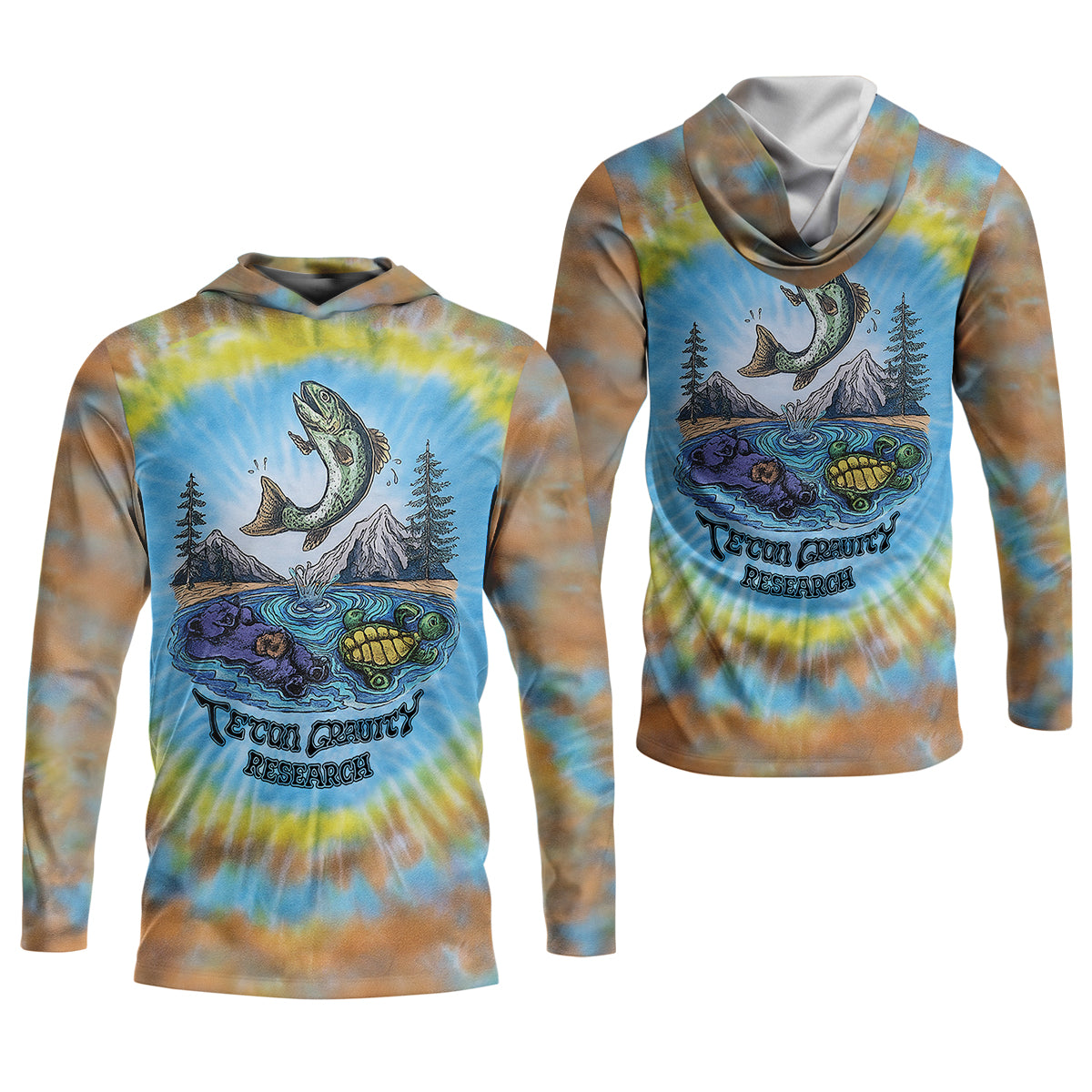 Tie Dyed Pattern Fishing UPF Shirts, Fishing Gifts For Men, Men's Fishing Shirt, Fishing Shirts For Men