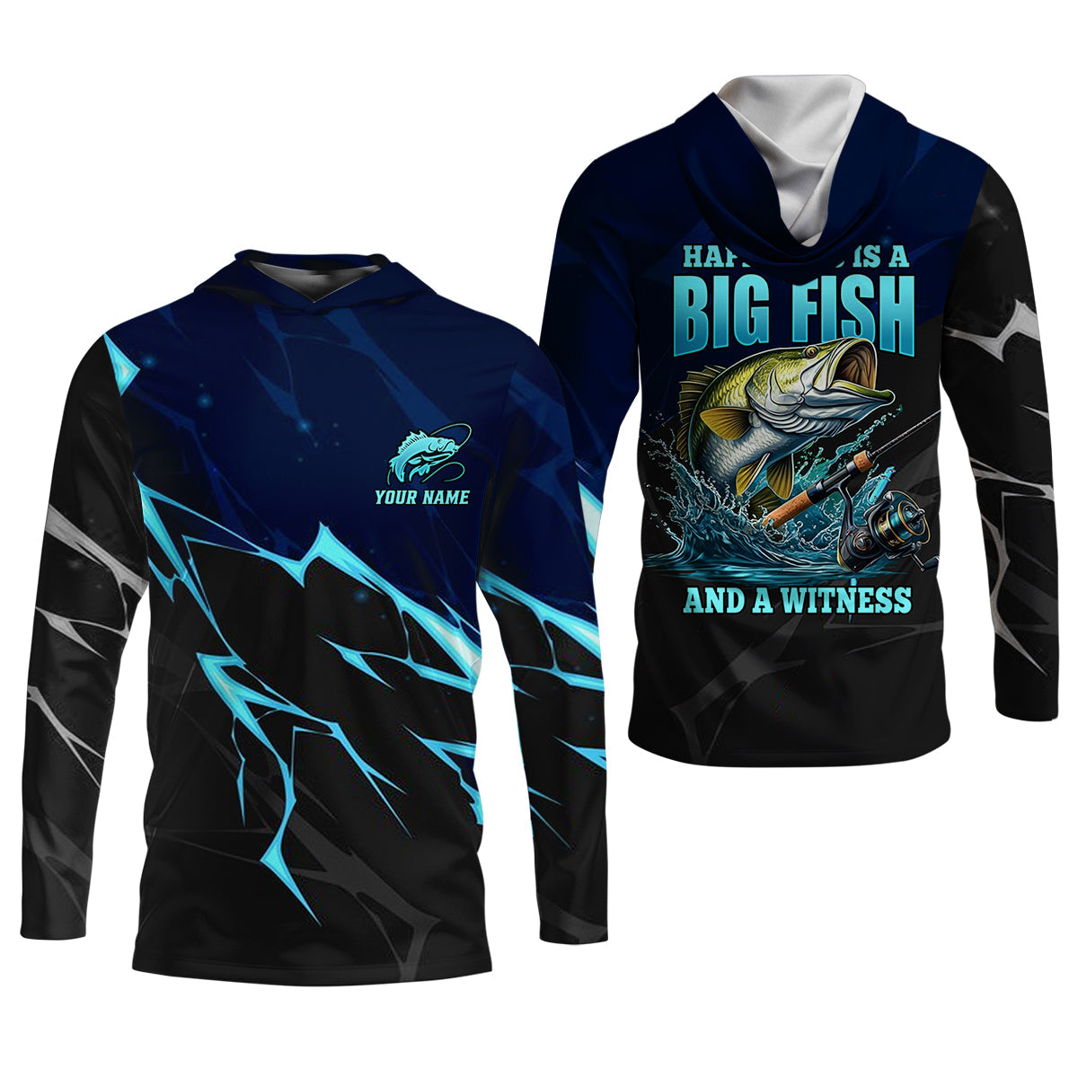 Happiness Is A Big Fish And A Witness Fishing UPF Shirts, Fishing Shirt For Women, Funny Fishing Shirt