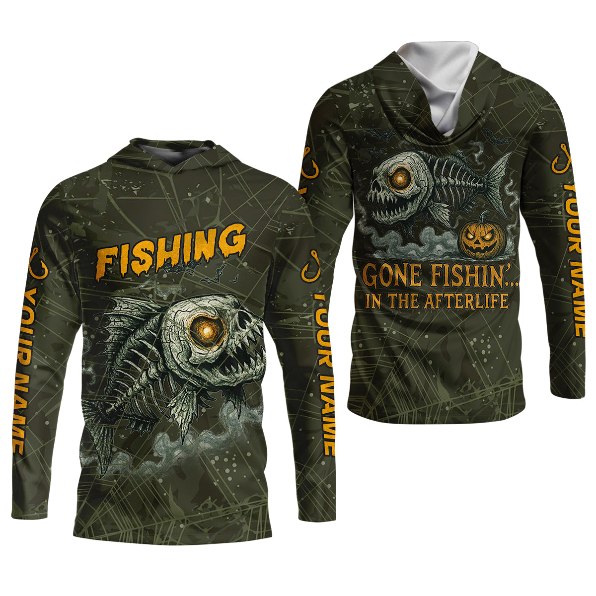 Gone Fishin In The Afterlife Horror Fishing Women SPF Shirt, Halloween Fishing Jersey, Fishing Shirt For Women