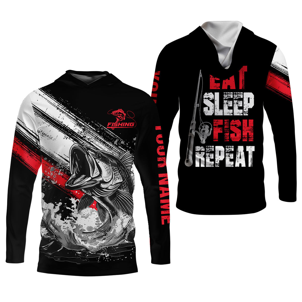 Eat Sleep Fish Repeat Water Splash Fishing UPF Shirts, Fisherman Gift, Fishing Shirts For Men