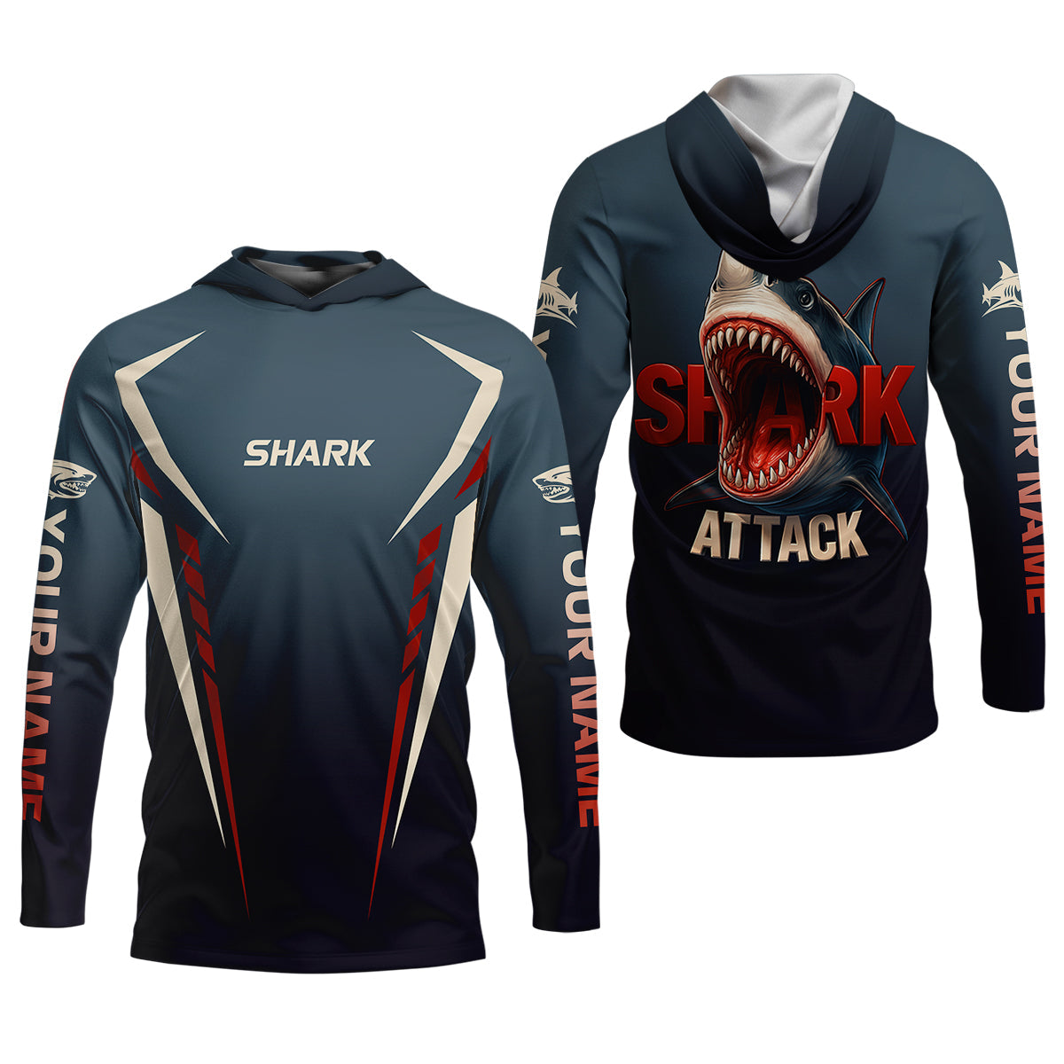 Shark Attack Fishing UPF Shirts, Fishing Tournament Shirt, Custom Fishing Shirt, Presents For Fishermen