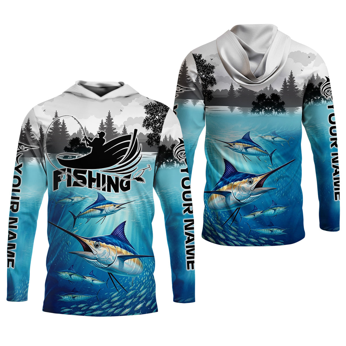 Blue Marlin Fishing Women SPF Shirt, Performance Fishing Shirts, Female Fishing Shirts, Fisherwomen Fishing Gift