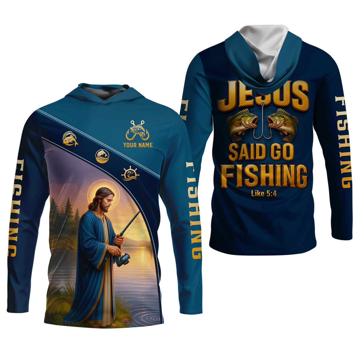 Jesus Said Go Fishing Funny Fishing Shirt, Christian Fishing SPF Shirt For Men, Men's Fishing Shirts Long Sleeve