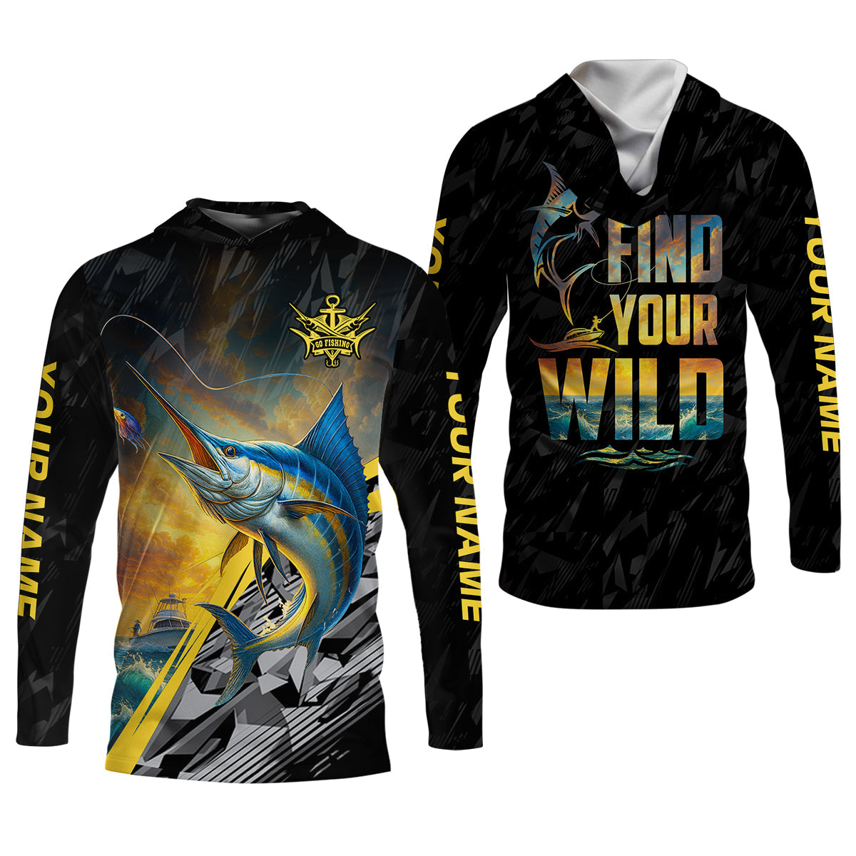 Find Your Wild Swordfish Fishing SPF Shirt For Men, Gift For Fisherman, Men's Fishing Shirt
