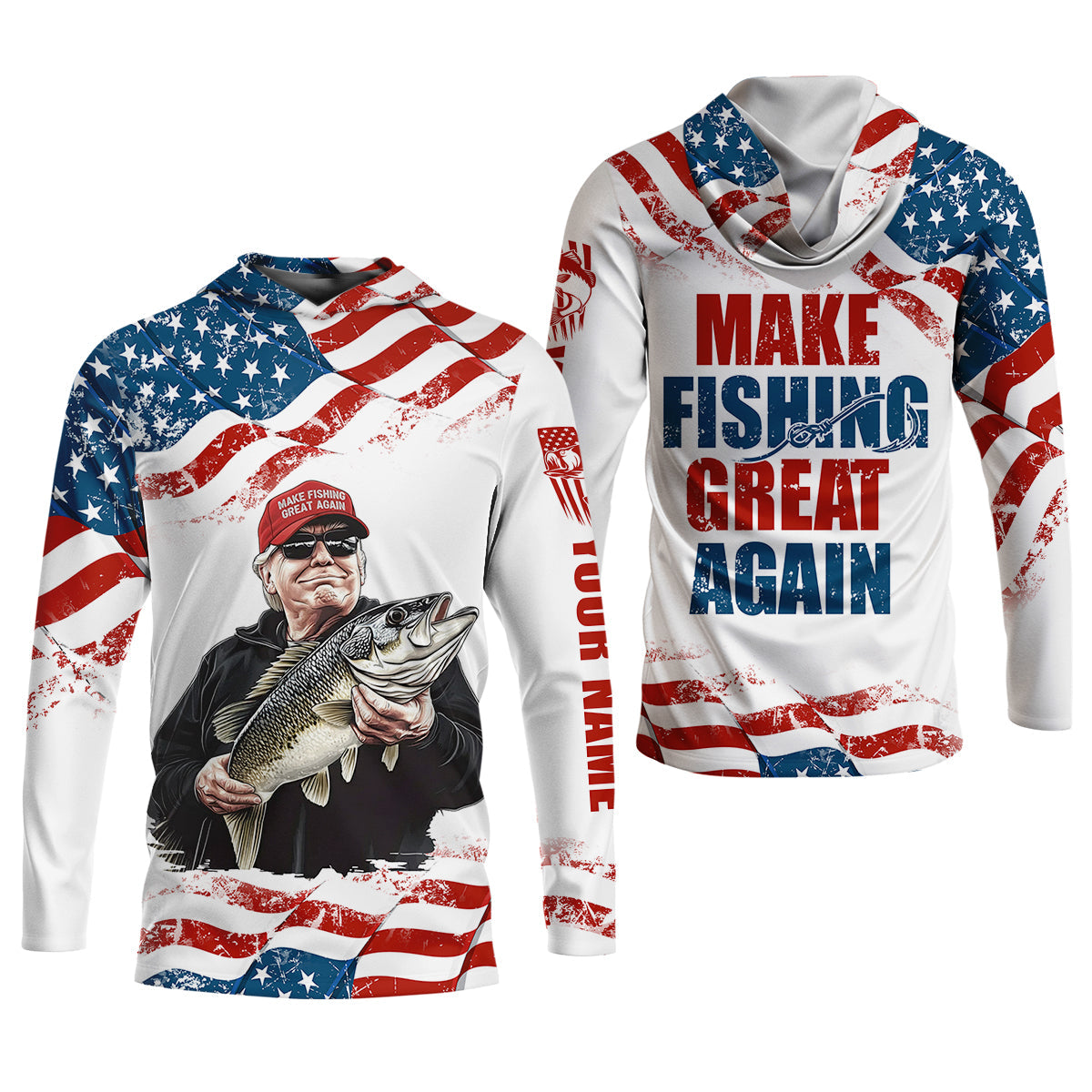 Make Fishing Great Again Patriotic Fishing Shirt, Red White Blue Fishing UPF Shirts, Female Fishing Shirts
