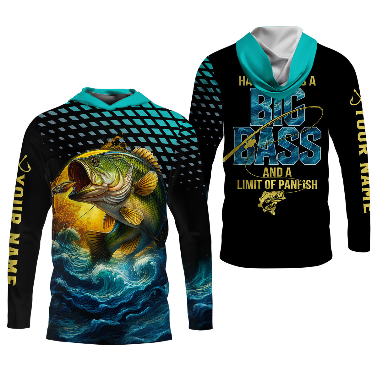 Happiness Is A Big Bass And A Limit Of Panfish Fishing UPF Shirts, Funny Fishing Shirt, Fishing Gifts For Men